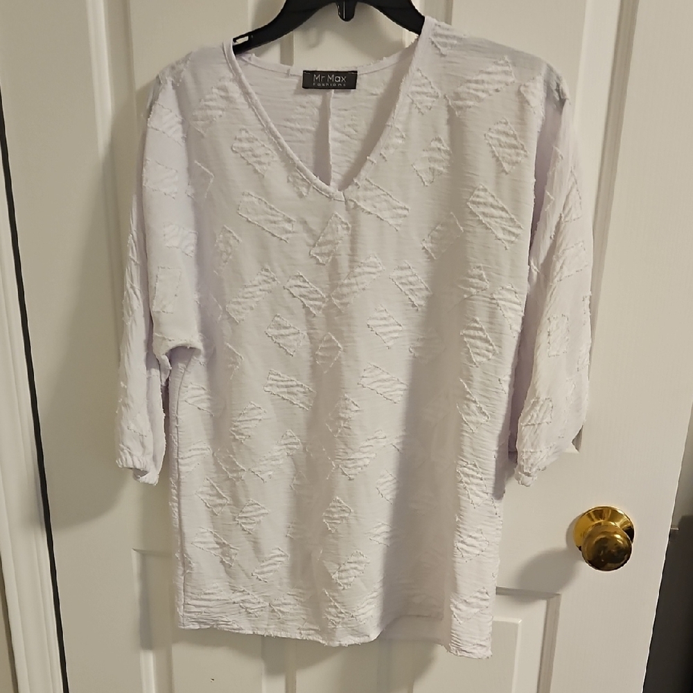 Mr. Max Fashipns Women's White Textured Blouse